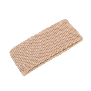 Minimalist beige knitted ribbed headband for yoga or washing face with elastic design