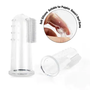 Soft silicone finger toothbrush for dogs and cats for gentle dental oral cleaning