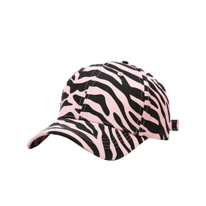 Pink and black zebra print baseball cap in a stylish streetwear design for women