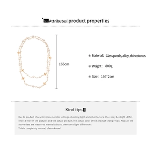Detail showing 166cm pearl necklace with cross pendant and crystal accents