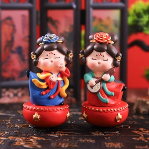 Traditional Tang Dynasty style Chinese lady tumbler ornaments for desktop decor