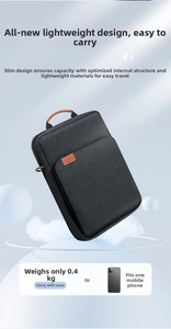 Lightweight dark grey tweed laptop sleeve with leather handles weighing only 0.4kg