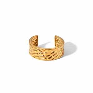 Bracelet ajustable en acier inoxydable doré 18 carats avec motif classique de losanges