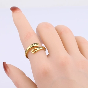 Anello regolabile in argento S925 dorato con incisione I am enough stile moda