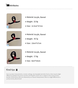 Size comparison of flannel hair claws with red beads showing small to large dimensions