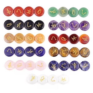 Natural crystal agate stones set featuring 11 varieties of engraved archangel symbols