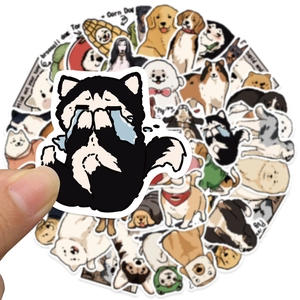 50 Stück süße handgezeichnete Cartoon-Hundesticker für Laptop- und Kofferdekoration