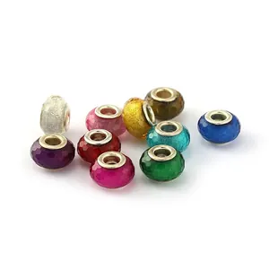 Faceted Large Hole Beads Resin Crystal Style DIY Jewelry Making Bracelet Charm Colorful Glitter European Fashion