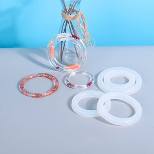 Bangle Silicone Mold Mirror Surface DIY Crystal Resin Jewelry Making Tool Round Bracelet Casting Molds Dried Flower Craft