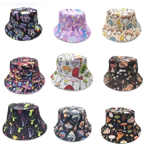 Cappello da Pescatore in Cotone Ricamato con Motivo a Fungo Design Reversibile Protezione Solare Streetwear Moda Unisex Cappello da Sole