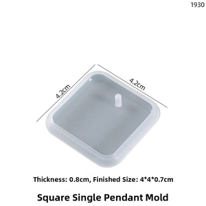 Square silicone mold for DIY pendants with measurements 4.2x4.2x0.8cm for resin craft