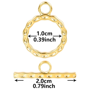 Detailed dimensions of 18k gold plated stainless steel OT toggle clasp for DIY jewelry