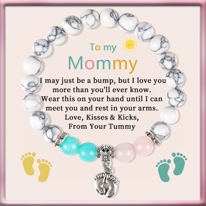 Schwangerschaft Mama Perlenarmband Muttertagsgeschenk Türkis Rosa Kristall Schmuck Detail