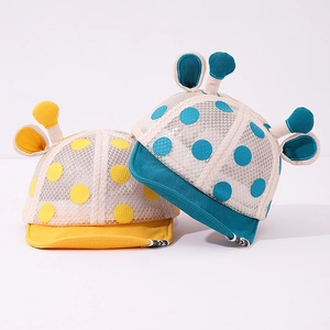 Chapeau de soleil respirant pour bébé avec maille, pois colorés et oreilles 3D