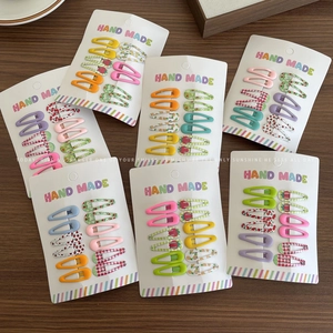 Kids Hair Clips Alloy Cartoon Fruit Print Plaid Sweet Colorful Barrettes For Baby Girls Hair Accessories