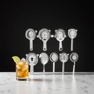 Polished stainless steel cocktail strainer set with Hawthorne and Julep styles