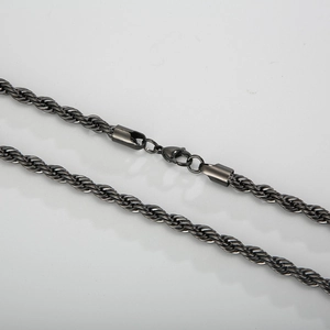 Vintage black stainless steel rope chain necklace with durable lobster clasp for men and women