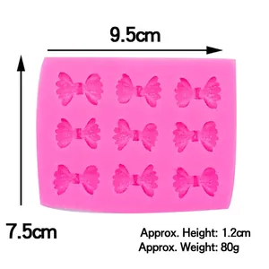 Moule en silicone rose avec 9 nœuds pour décorations de gâteaux et de fondant
