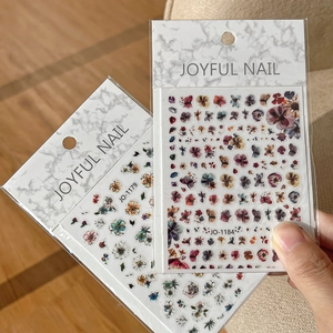 Vintage ultra-thin floral nail art stickers with assorted dried daisy designs JO-1179 JO-1184