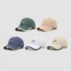 Breathable mesh kids baseball caps with mountain embroidery in five assorted colors