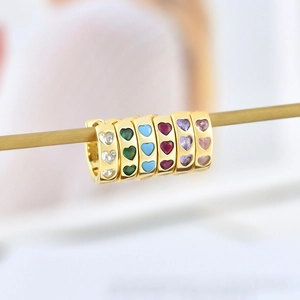 S925 silver 18k gold plated heart hoop earrings with colorful zircon insets for women
