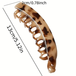 Minimalist leopard print banana hair clip for women with 13cm length in resin material