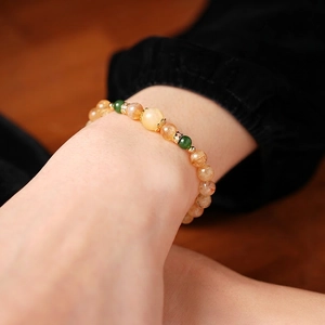 Bracelet Perles Cristal Jaune Zircon Pour Femmes Nouveau Style Chinois Luxe Premium Bijoux De Main Accessoire Élégant