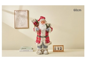 Detailed view of a 60cm Santa Claus doll in red and grey tones for Christmas home decor
