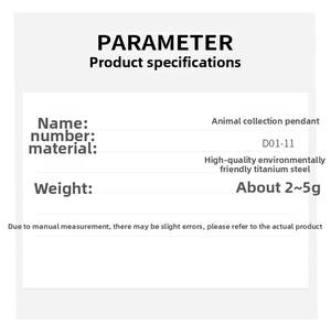 Detailed parameter table showing titanium steel animal pendant weight and specifications