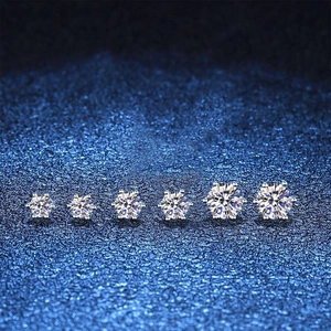 Classic six-prong S925 sterling silver moissanite stud earrings in six different sizes