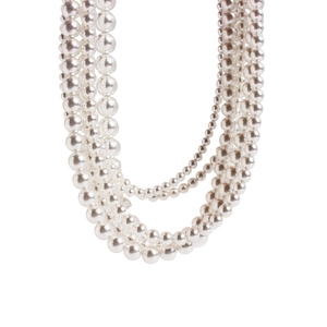 Elegant multi-layer cream white pearl necklace with glossy finish and classic layered design
