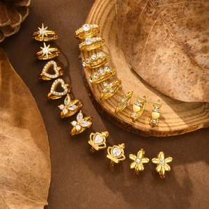 Stainless Steel Gold Plated Hoop Earrings For Women Star Heart Butterfly Crown Flower Cross CZ Zircon Vintage Fashion Jewelry