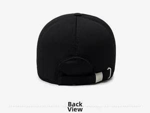 Detailed back view showing breathable mesh fabric and adjustable metal buckle on black cap