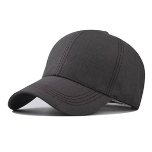 Classic dark grey six-panel cotton baseball cap with textured finish and curved brim