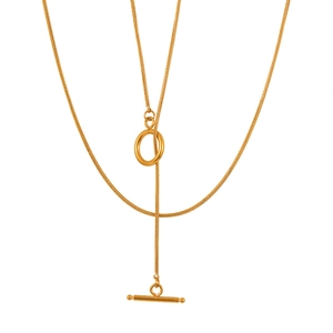 Collier en acier inoxydable plaqué or 18k avec maille serpent et fermoir à bascule OT