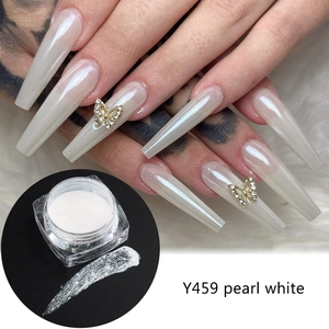 Pearl white aurora nail chrome powder for professional DIY manicure art mirror effects