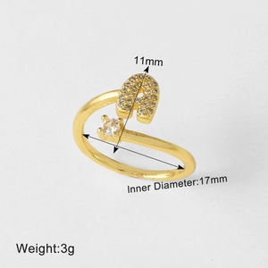 Gedetailleerde maattabel voor gouden ring letter A met 11mm hoogte en 17mm binnendiameter