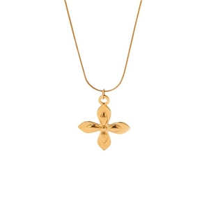 Collana in acciaio inossidabile placcata oro 18K con ciondolo a quadrifoglio