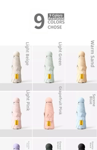 Collection of compact capsule umbrellas in nine pastel colors with UPF50+ sun protection