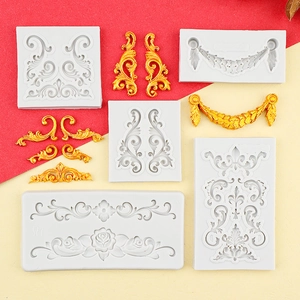 Vintage-Barock-Relief-Silikonformen für Fondantkuchen und DIY-Deko-Bilderrahmen-Harz