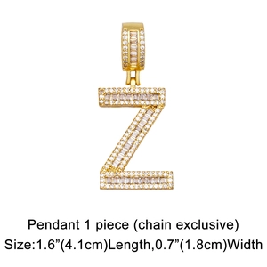 Macro detail of gold Z initial pendant with micro-pave cubic zirconia crystals