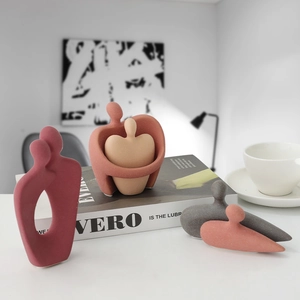 Modern Morandi abstract ceramic figurines for home decor in earthy matte finishes