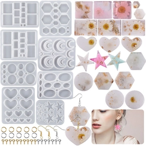 DIY Harz Schmuck Silikonformen Für Ohrring Anhänger Schlüsselanhänger Gießen Unregelmäßige Geometrische Formen Herz Stern Mond Werkzeuge