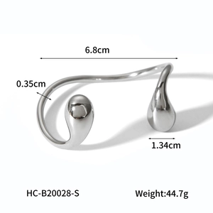 Silver stainless steel teardrop bracelet size chart with dimensions and weight detail