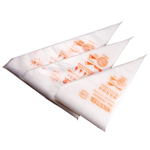 Three translucent disposable pastry bags with anti-slip texture for cake decorating