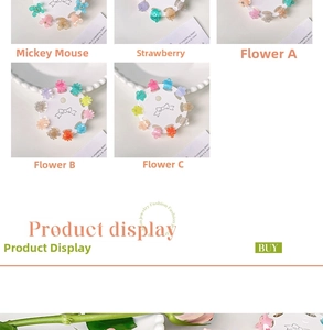 Detail of 10-piece mini candy jelly color hair clips in strawberry and flower shapes