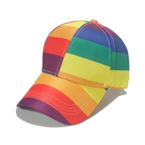 Bunte Regenbogen-Baseballkappe mit Streifen für Damen und Herren im Sommer-Design