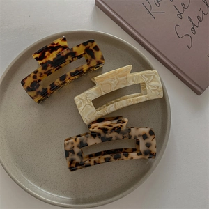 Large Acetate Hair Claw Clip French Vintage Leopard Tortoise Shell Marble Print Elegant Hair Accessories For Women