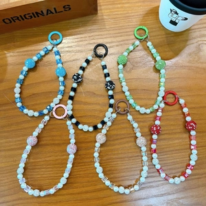 Chaînes de téléphone perlées colorées avec perles et boules de strass