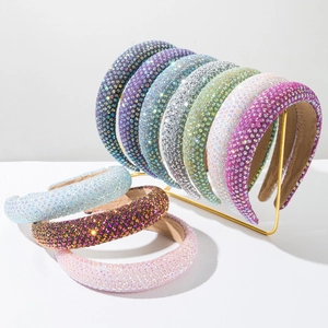 Luxury Baroque Padded Sponge Rhinestone Headband For Women Sparkly Alloy Hair Band For Wedding Party Fashion Hair Accessories
